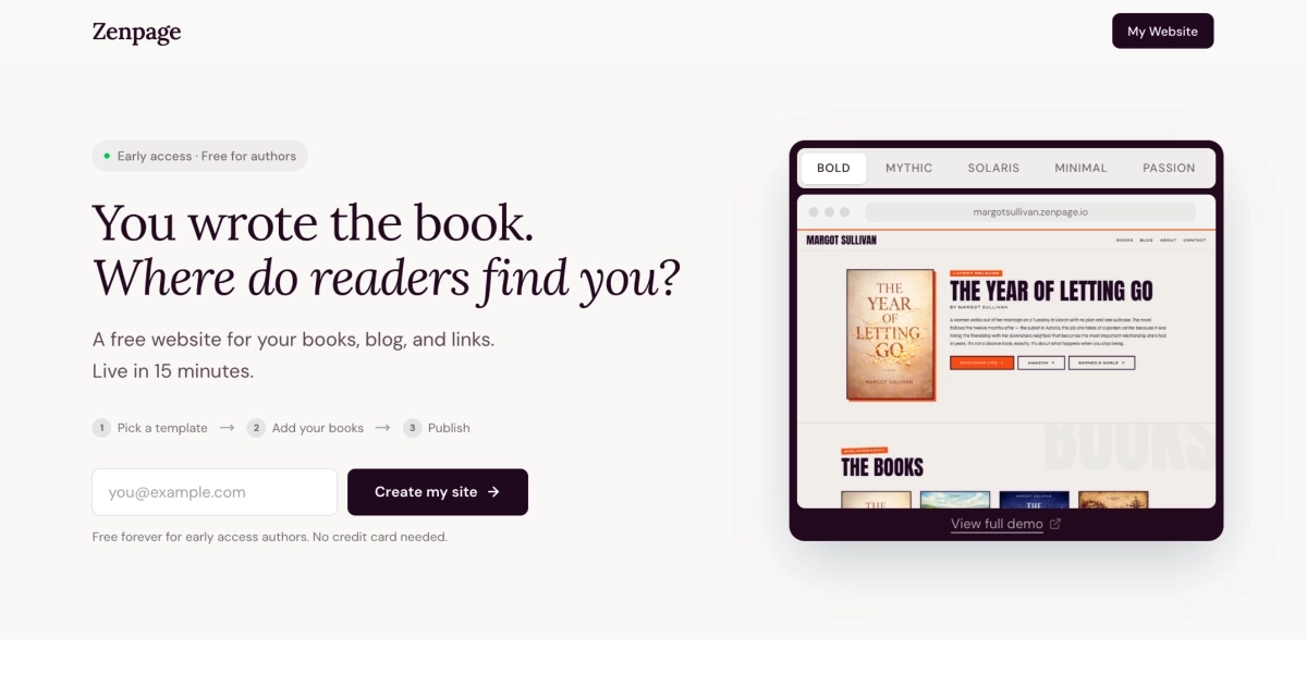 Zenpage screenshot 1